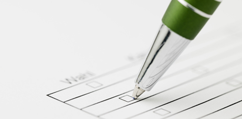 Completing forms.
